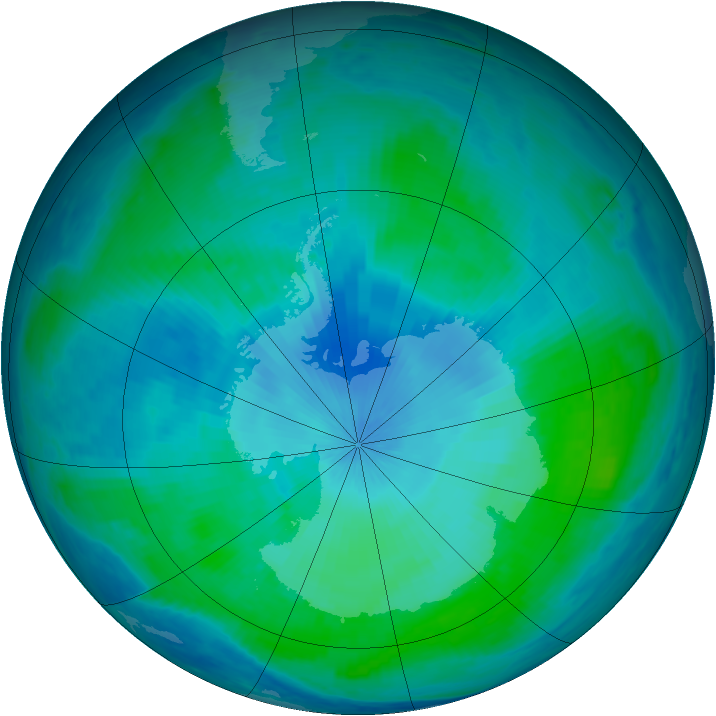 Antarctic ozone map for 08 February 2000